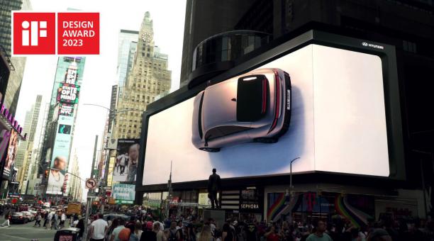 Este es el noveno año consecutivo que iF Design Award premió a Hyundai Motor. La foto corresponde a la llamativa publicidad digital en el Times Square en Nueva York.