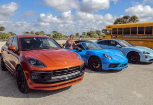 De izquierda a derecha: el Macan, el 911 Targa y el Taycan, todos son GTS. Foto: Patricio Terán / El Comercio, desde Miami.