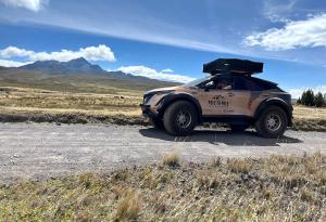 El  Nissan Ariya es 100% eléctrico recorrió los Andes ecuatorianos. Foto: Cortesía Nissan Ecuador